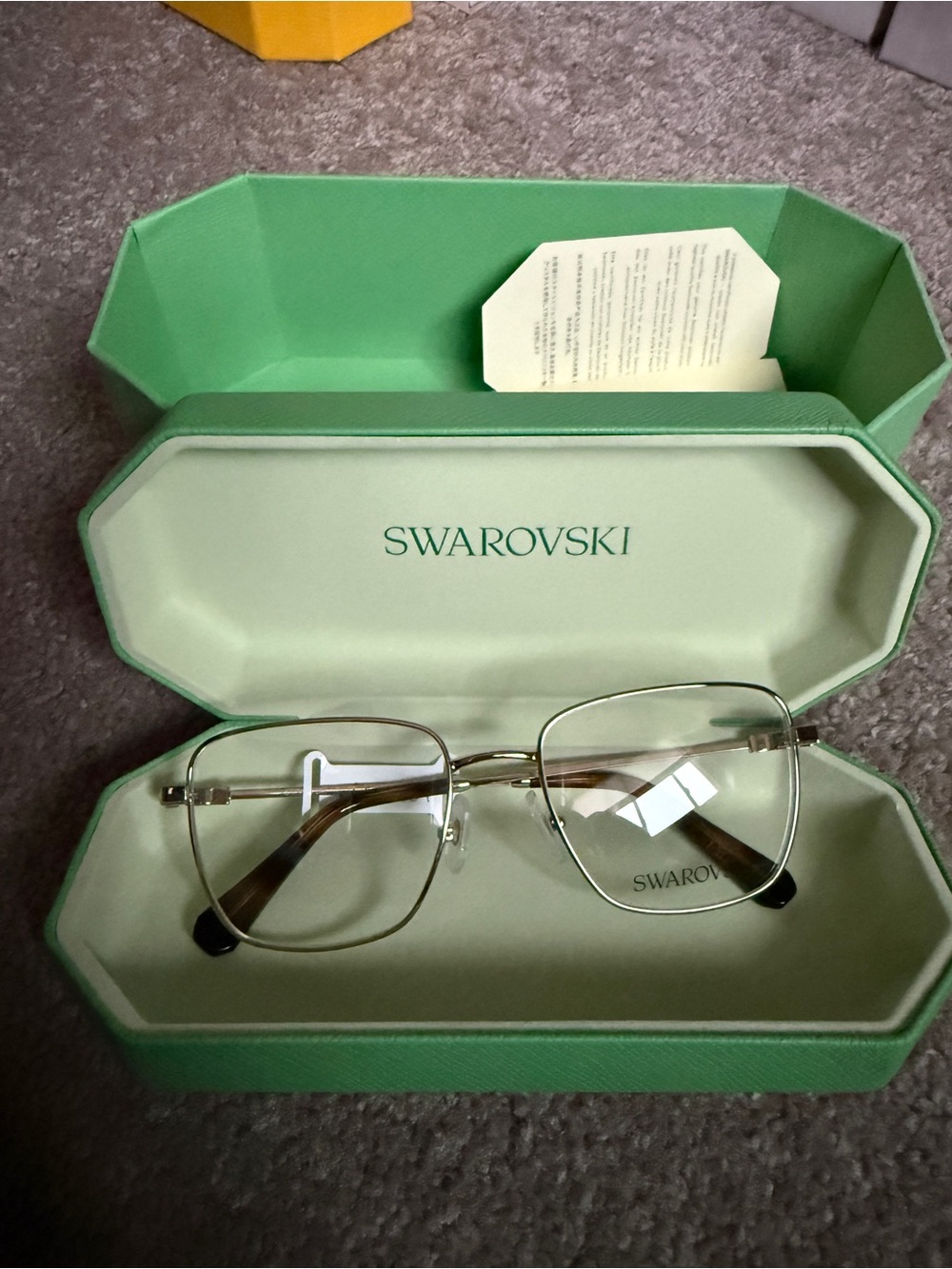 NWT Swarovski SK 1003 4013 Gold Square Optical Eyeglasses Frames w/ Case